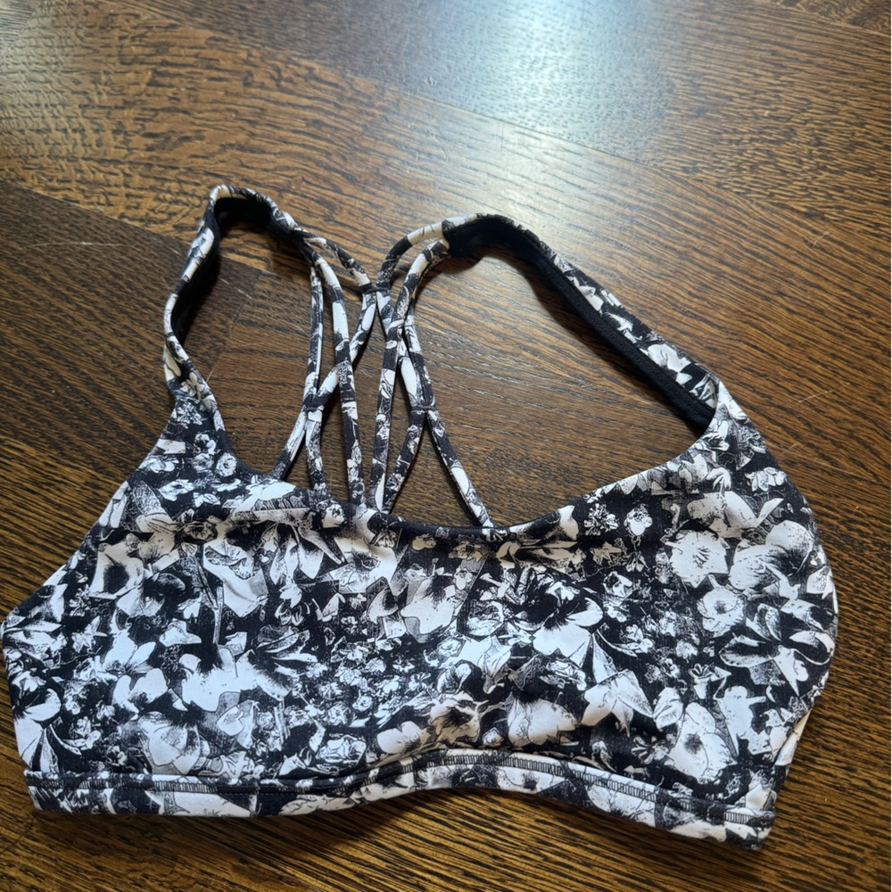 Lululemon sports bra, black flower pattern, size 2